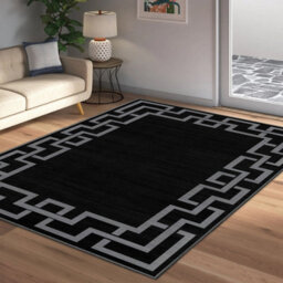 Ameha Luxury Large Area Printed Nico Black Rugs Non Slip Traditional Greek Key 160X230 Cm Living Room Indoor/outdoor Carpets - thumbnail 4