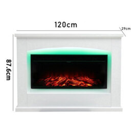 Living And Home Electric Fire Suite Black Fireplace With White Surround Set 7 Led Mood Light Adjustable Stove Size 34'' - thumbnail 9