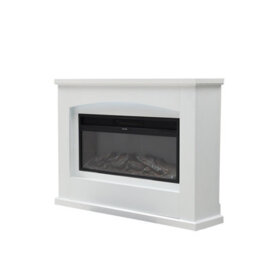 Living And Home Electric Fire Suite Black Fireplace With White Surround Set 7 Led Mood Light Adjustable Stove Size 34'' - thumbnail 7