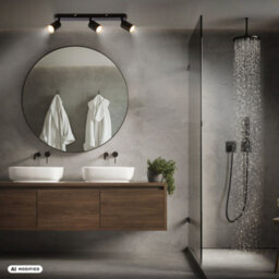 Briloner Black Metal 3 Light Gu10 Ceiling Spotlight Adjustable Ip44 Max 9W 47.5Cm - thumbnail 5