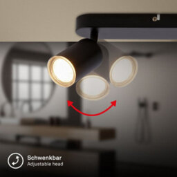 Briloner Black Metal 3 Light Gu10 Ceiling Spotlight Adjustable Ip44 Max 9W 47.5Cm - thumbnail 3
