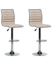 Beliani Beige Faux Leather Bar Chairs Set Of 2 - Counter Height, Swivel, Adjustable - thumbnail 3