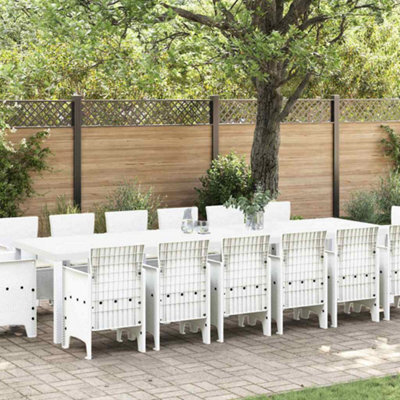 Berkfield Garden Dining Set 15 Pcs White Polt Rattan - image 1