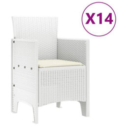 Berkfield Garden Dining Set 15 Pcs White Polt Rattan - thumbnail 7