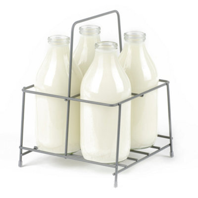 Livivo Wire Milk Bottle Holder 4 Bottle Carrier Grey - image 1