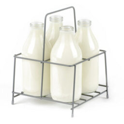Livivo Wire Milk Bottle Holder 4 Bottle Carrier Grey