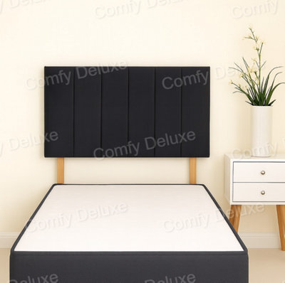 Comfy Deluxe Black Plush Velvet 5Ft Kingsize Headboard 26 Inches
