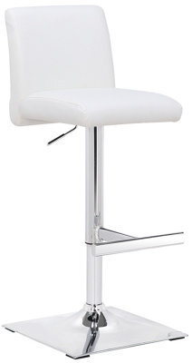 Lamboro Snella Breakfast Bar Stool, Chrome Footrest, Height Adjustable Swivel Gas Lift, Home Bar & Kitchen Faux-Leather Barstool, White - image 1