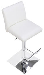 Lamboro Snella Breakfast Bar Stool, Chrome Footrest, Height Adjustable Swivel Gas Lift, Home Bar & Kitchen Faux-Leather Barstool, White - thumbnail 7