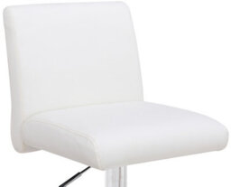 Lamboro Snella Breakfast Bar Stool, Chrome Footrest, Height Adjustable Swivel Gas Lift, Home Bar & Kitchen Faux-Leather Barstool, White - thumbnail 6
