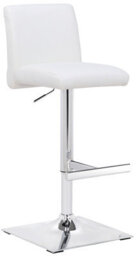 Lamboro Snella Breakfast Bar Stool, Chrome Footrest, Height Adjustable Swivel Gas Lift, Home Bar & Kitchen Faux-Leather Barstool, White