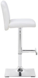 Lamboro Snella Breakfast Bar Stool, Chrome Footrest, Height Adjustable Swivel Gas Lift, Home Bar & Kitchen Faux-Leather Barstool, White - thumbnail 2