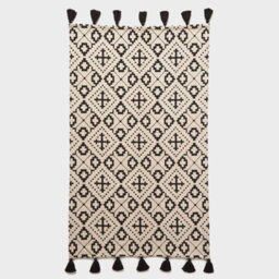 Homescapes Reva Black & White Handwoven Cotton Geometric Rug 120 X 170 Cm - thumbnail 2