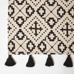 Homescapes Reva Black & White Handwoven Cotton Geometric Rug 120 X 170 Cm - thumbnail 3