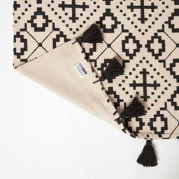 Homescapes Reva Black & White Handwoven Cotton Geometric Rug 120 X 170 Cm - thumbnail 5