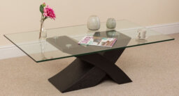 That's Furniture Milano Glass And Black Wood Coffee Table For Living Room