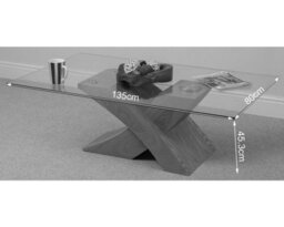 That's Furniture Milano Glass And Black Wood Coffee Table For Living Room - thumbnail 4