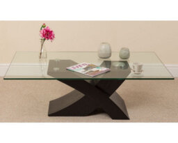 That's Furniture Milano Glass And Black Wood Coffee Table For Living Room - thumbnail 2