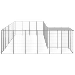 Berkfield Dog Kennel Silver 13.31 M2 Steel - thumbnail 3