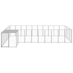 Berkfield Dog Kennel Silver 13.31 M2 Steel - thumbnail 2