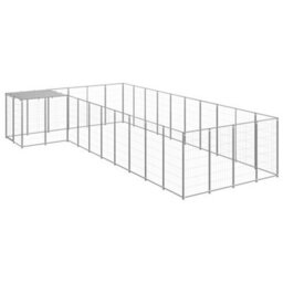 Berkfield Dog Kennel Silver 13.31 M2 Steel - thumbnail 1