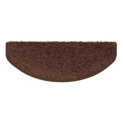 Floordirekt Sphinx Self Adhesive Edged Soft Shaggy Stair Tread Mat For Indoor Stairs Semicircular Brown 23.5 X 65 Cm - image 1