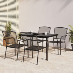 Berkfield 5 Piece Garden Dining Set Anthracite Steel - thumbnail 1
