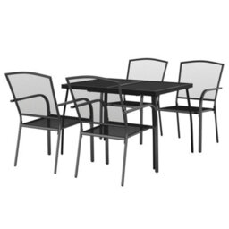 Berkfield 5 Piece Garden Dining Set Anthracite Steel - thumbnail 3