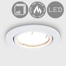 Valuelights Downlight Tiltable White Ceiling Light Fitting 6 Pack