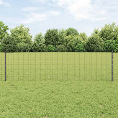Berkfield Grey Fence Posts 44 Pcs Grey Powder-Coated Steel - image 1