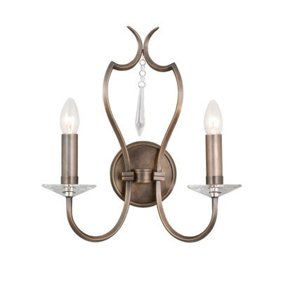 Luminosa Lighting Elstead Pimlico 2 Light Indoor Candle Wall Light Dark Bronze, E14 - image 1