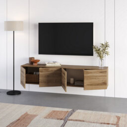 Decortie Daroca Floating Wall-Mounted Tv Unit Up To 65-Inch Tvs 180(W) Soft-Close 4 Doors Tv Cabinet For Living Room, Whiskey Oak - thumbnail 5