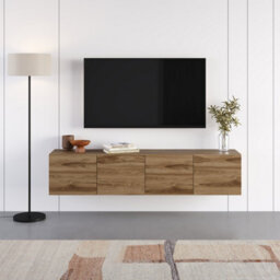 Decortie Daroca Floating Wall-Mounted Tv Unit Up To 65-Inch Tvs 180(W) Soft-Close 4 Doors Tv Cabinet For Living Room, Whiskey Oak - thumbnail 6
