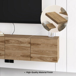 Decortie Daroca Floating Wall-Mounted Tv Unit Up To 65-Inch Tvs 180(W) Soft-Close 4 Doors Tv Cabinet For Living Room, Whiskey Oak - thumbnail 9