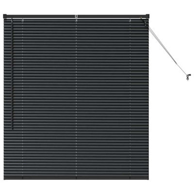 Berkfield Modern Window Blind With Curtains Manual Black Aluminium
