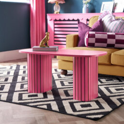 Ohs Madison Ribbed Long Coffee Table Living Room Office End Side Table - Hot Pink