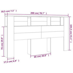 Berkfield Headboard Cabinet White 200X18.5X104.5 Cm - thumbnail 7