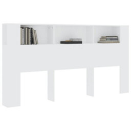Berkfield Headboard Cabinet White 200X18.5X104.5 Cm - thumbnail 6