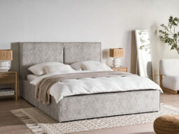Beliani Ottoman Bed Velour Knit Moissac 160 X 200 Cm (Eu King Size) Black/ White - thumbnail 2