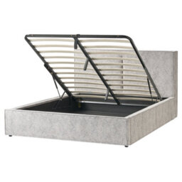 Beliani Ottoman Bed Velour Knit Moissac 160 X 200 Cm (Eu King Size) Black/ White - thumbnail 4