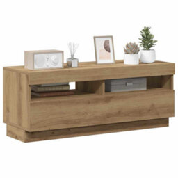 Berkfield Modern Tv Cabinet With Led Lights Artisian Oak 100X35X40 Cm Engineered Wood - thumbnail 5