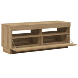 Berkfield Modern Tv Cabinet With Led Lights Artisian Oak 100X35X40 Cm Engineered Wood - thumbnail 7