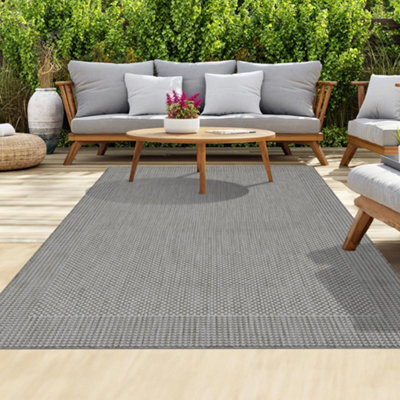 Homeart Outdoor Rugs Easy Cleaning Area Rugs For Balcony,garden,picnic,uv Weather Resistant D.grey Cream,120X170 - image 1