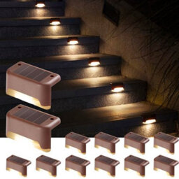Gigalumi Solar Deck Lights 16 Pcs Step Bronze Fence Waterproof For Outdoor Pathway, Yard, Patio, Stairs, And Fences. (Warm White)