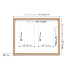 14X11 Inch 2 Opening Photo Collage Frame, Display Two 7X5 Inch Photos, Multi Aperture Family Picture Frame, Oak - thumbnail 4