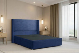"Nexus Portofino Plush Divan, Navy, 54"" Winged Hb, No Drawers, Open Coil Mattress, Small Double" - thumbnail 3