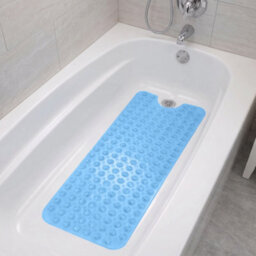 Oxford Homeware Suction Cups Gripper Shower Bath Mat Machine Washable Anti Mould And Mildew Bathroom Mat (Light Blue, 40X100Cm) - thumbnail 8