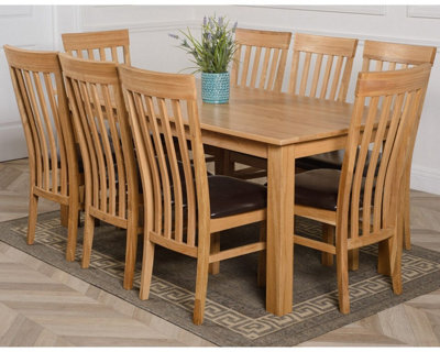 That's Furniture Oslo 180 X 90 Cm Large Oak Dining Table And 8 Chairs Dining Set With Harvard Chairs - image 1
