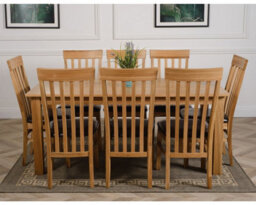 That's Furniture Oslo 180 X 90 Cm Large Oak Dining Table And 8 Chairs Dining Set With Harvard Chairs - thumbnail 2