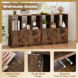 Gainoom 3-Cube Brown Bookcase 3-Tier Bookshelf With Cabinet Modern Book Shelf For Small Space - thumbnail 7